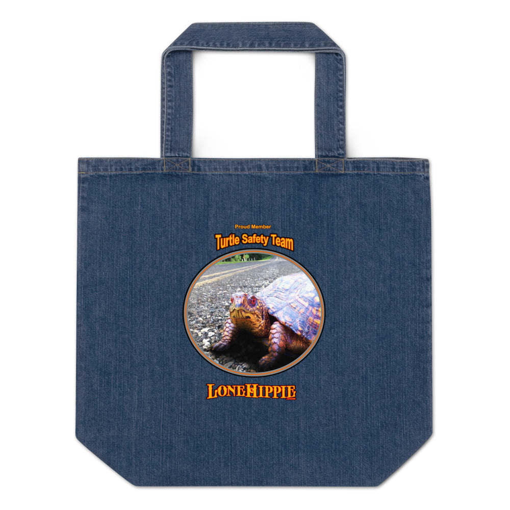 Turtle Team Organic denim tote bag